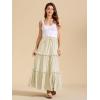 imageALCEA ROSEA Womens Boho Tiered Maxi Skirt Elastic High Wasited Flowy Ruffle Beach Vacation Summer Long Skirt with Pocket78897891beige