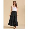 imageALCEA ROSEA Womens Boho Tiered Maxi Skirt Elastic High Wasited Flowy Ruffle Beach Vacation Summer Long Skirt with Pocket78897891black