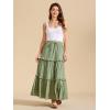imageALCEA ROSEA Womens Boho Tiered Maxi Skirt Elastic High Wasited Flowy Ruffle Beach Vacation Summer Long Skirt with Pocket78897891green