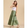 imageALCEA ROSEA Womens Boho Tiered Maxi Skirt Elastic High Wasited Flowy Ruffle Beach Vacation Summer Long Skirt with Pocket78897891green