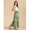 imageALCEA ROSEA Womens Boho Tiered Maxi Skirt Elastic High Wasited Flowy Ruffle Beach Vacation Summer Long Skirt with Pocket78897891green