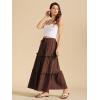 imageALCEA ROSEA Womens Boho Tiered Maxi Skirt Elastic High Wasited Flowy Ruffle Beach Vacation Summer Long Skirt with Pocket78897891khaki