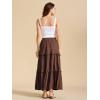 imageALCEA ROSEA Womens Boho Tiered Maxi Skirt Elastic High Wasited Flowy Ruffle Beach Vacation Summer Long Skirt with Pocket78897891khaki