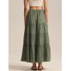 imageALCEA ROSEA Womens Boho Tiered Maxi Skirt Elastic High Wasited Flowy Ruffle Beach Vacation Summer Long Skirt with Pocket7889Army Green