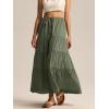 imageALCEA ROSEA Womens Boho Tiered Maxi Skirt Elastic High Wasited Flowy Ruffle Beach Vacation Summer Long Skirt with Pocket7889Army Green