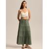 imageALCEA ROSEA Womens Boho Tiered Maxi Skirt Elastic High Wasited Flowy Ruffle Beach Vacation Summer Long Skirt with Pocket7889Army Green