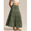 imageALCEA ROSEA Womens Boho Tiered Maxi Skirt Elastic High Wasited Flowy Ruffle Beach Vacation Summer Long Skirt with Pocket7889Army Green