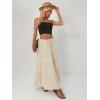 imageALCEA ROSEA Womens Boho Tiered Maxi Skirt Elastic High Wasited Flowy Ruffle Beach Vacation Summer Long Skirt with Pocket7889Beige