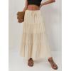 imageALCEA ROSEA Womens Boho Tiered Maxi Skirt Elastic High Wasited Flowy Ruffle Beach Vacation Summer Long Skirt with Pocket7889Beige