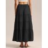 imageALCEA ROSEA Womens Boho Tiered Maxi Skirt Elastic High Wasited Flowy Ruffle Beach Vacation Summer Long Skirt with Pocket7889Black