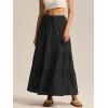 imageALCEA ROSEA Womens Boho Tiered Maxi Skirt Elastic High Wasited Flowy Ruffle Beach Vacation Summer Long Skirt with Pocket7889Black