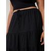 imageALCEA ROSEA Womens Boho Tiered Maxi Skirt Elastic High Wasited Flowy Ruffle Beach Vacation Summer Long Skirt with Pocket7889Black