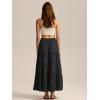 imageALCEA ROSEA Womens Boho Tiered Maxi Skirt Elastic High Wasited Flowy Ruffle Beach Vacation Summer Long Skirt with Pocket7889Black