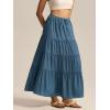 imageALCEA ROSEA Womens Boho Tiered Maxi Skirt Elastic High Wasited Flowy Ruffle Beach Vacation Summer Long Skirt with Pocket7889Blue