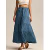 imageALCEA ROSEA Womens Boho Tiered Maxi Skirt Elastic High Wasited Flowy Ruffle Beach Vacation Summer Long Skirt with Pocket7889Blue