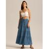 imageALCEA ROSEA Womens Boho Tiered Maxi Skirt Elastic High Wasited Flowy Ruffle Beach Vacation Summer Long Skirt with Pocket7889Blue