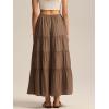 imageALCEA ROSEA Womens Boho Tiered Maxi Skirt Elastic High Wasited Flowy Ruffle Beach Vacation Summer Long Skirt with Pocket7889Brown
