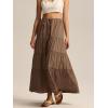imageALCEA ROSEA Womens Boho Tiered Maxi Skirt Elastic High Wasited Flowy Ruffle Beach Vacation Summer Long Skirt with Pocket7889Brown