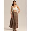 imageALCEA ROSEA Womens Boho Tiered Maxi Skirt Elastic High Wasited Flowy Ruffle Beach Vacation Summer Long Skirt with Pocket7889Brown
