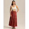 imageALCEA ROSEA Womens Boho Tiered Maxi Skirt Elastic High Wasited Flowy Ruffle Beach Vacation Summer Long Skirt with Pocket7889Caramel