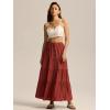 imageALCEA ROSEA Womens Boho Tiered Maxi Skirt Elastic High Wasited Flowy Ruffle Beach Vacation Summer Long Skirt with Pocket7889Caramel
