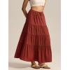 imageALCEA ROSEA Womens Boho Tiered Maxi Skirt Elastic High Wasited Flowy Ruffle Beach Vacation Summer Long Skirt with Pocket7889Caramel