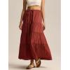imageALCEA ROSEA Womens Boho Tiered Maxi Skirt Elastic High Wasited Flowy Ruffle Beach Vacation Summer Long Skirt with Pocket7889Caramel
