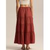 imageALCEA ROSEA Womens Boho Tiered Maxi Skirt Elastic High Wasited Flowy Ruffle Beach Vacation Summer Long Skirt with Pocket7889Caramel