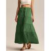 imageALCEA ROSEA Womens Boho Tiered Maxi Skirt Elastic High Wasited Flowy Ruffle Beach Vacation Summer Long Skirt with Pocket7889Dark Green