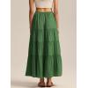 imageALCEA ROSEA Womens Boho Tiered Maxi Skirt Elastic High Wasited Flowy Ruffle Beach Vacation Summer Long Skirt with Pocket7889Dark Green