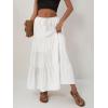 imageALCEA ROSEA Womens Boho Tiered Maxi Skirt Elastic High Wasited Flowy Ruffle Beach Vacation Summer Long Skirt with Pocket7889White