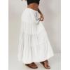 imageALCEA ROSEA Womens Boho Tiered Maxi Skirt Elastic High Wasited Flowy Ruffle Beach Vacation Summer Long Skirt with Pocket7889White
