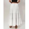 imageALCEA ROSEA Womens Boho Tiered Maxi Skirt Elastic High Wasited Flowy Ruffle Beach Vacation Summer Long Skirt with Pocket7889White
