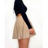 imageALCEA ROSEA Womens Corduroy Mini Skirt Aline Pleated Button Closure Casual High Wasit Short Skirt 7825Beige