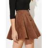 imageALCEA ROSEA Womens Corduroy Mini Skirt Aline Pleated Button Closure Casual High Wasit Short Skirt 7825Khaki