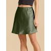 imageALCEA ROSEA Womens Elegant Silky Satin Mini Skirt High Waist Ruffle Bodycon Solid Fishtail Short Skirt for Women 7879Army Green