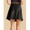 imageALCEA ROSEA Womens Elegant Silky Satin Mini Skirt High Waist Ruffle Bodycon Solid Fishtail Short Skirt for Women 7879Black