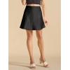 imageALCEA ROSEA Womens Elegant Silky Satin Mini Skirt High Waist Ruffle Bodycon Solid Fishtail Short Skirt for Women 7879Black