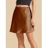 imageALCEA ROSEA Womens Elegant Silky Satin Mini Skirt High Waist Ruffle Bodycon Solid Fishtail Short Skirt for Women 7879Brown