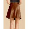 imageALCEA ROSEA Womens Elegant Silky Satin Mini Skirt High Waist Ruffle Bodycon Solid Fishtail Short Skirt for Women 7879Brown