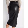imageALCEA ROSEA Womens Faux Leather Skirt High Waist Front Slit Zip Back Ruched Bodycon Pencil Midi Skirt 7832Black