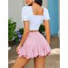 imageALCEA ROSEA Womens Mini Lingerie Skirts Pleated Elastic High Waisted Flowy Ruffles Flared Skorts Skirts 7883Pink
