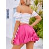 imageALCEA ROSEA Womens Mini Lingerie Skirts Pleated Elastic High Waisted Flowy Ruffles Flared Skorts Skirts 7883Rose