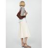 imageALCEA ROSEA Womens Office Work Skirt Elegant High Waist Zipper ALine Pleated Midi Skirt 7886Beige