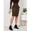 imageALCEA ROSEA Womens Pencil Midi Skirt Faux Suede Leopard Print High Waisted Zipper Bodycon SkirtDark Green