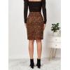 imageALCEA ROSEA Womens Pencil Midi Skirt Faux Suede Leopard Print High Waisted Zipper Bodycon SkirtKhaki