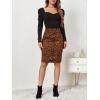 imageALCEA ROSEA Womens Pencil Midi Skirt Faux Suede Leopard Print High Waisted Zipper Bodycon SkirtKhaki