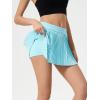 imageALCEA ROSEA Womens Pleated Tennis Mini Skirt Elastic High Waisted Flowy Golf Skort Athletic Chiffon Skirts with Pockets 2809Blue