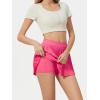 imageALCEA ROSEA Womens Pleated Tennis Mini Skirt Elastic High Waisted Flowy Golf Skort Athletic Chiffon Skirts with Pockets 2809Candy Pink
