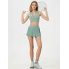 imageALCEA ROSEA Womens Pleated Tennis Mini Skirt Elastic High Waisted Flowy Golf Skort Athletic Chiffon Skirts with Pockets 2809Light Green